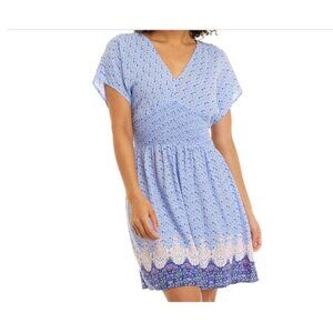 Boho Blue Floral paisley print soft romantic dainty Mini Dress Womens Size M